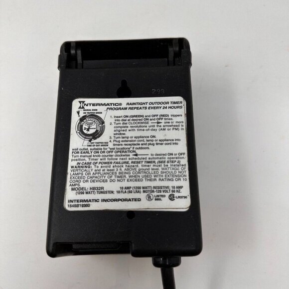 Intermatic HB32R Raintight Heavy Duty 24-Hour Outdoor Timer 10 Amp 1200w - Picture 4 of 8